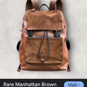 Coach Brown Suede Backpack with Flap Closure
